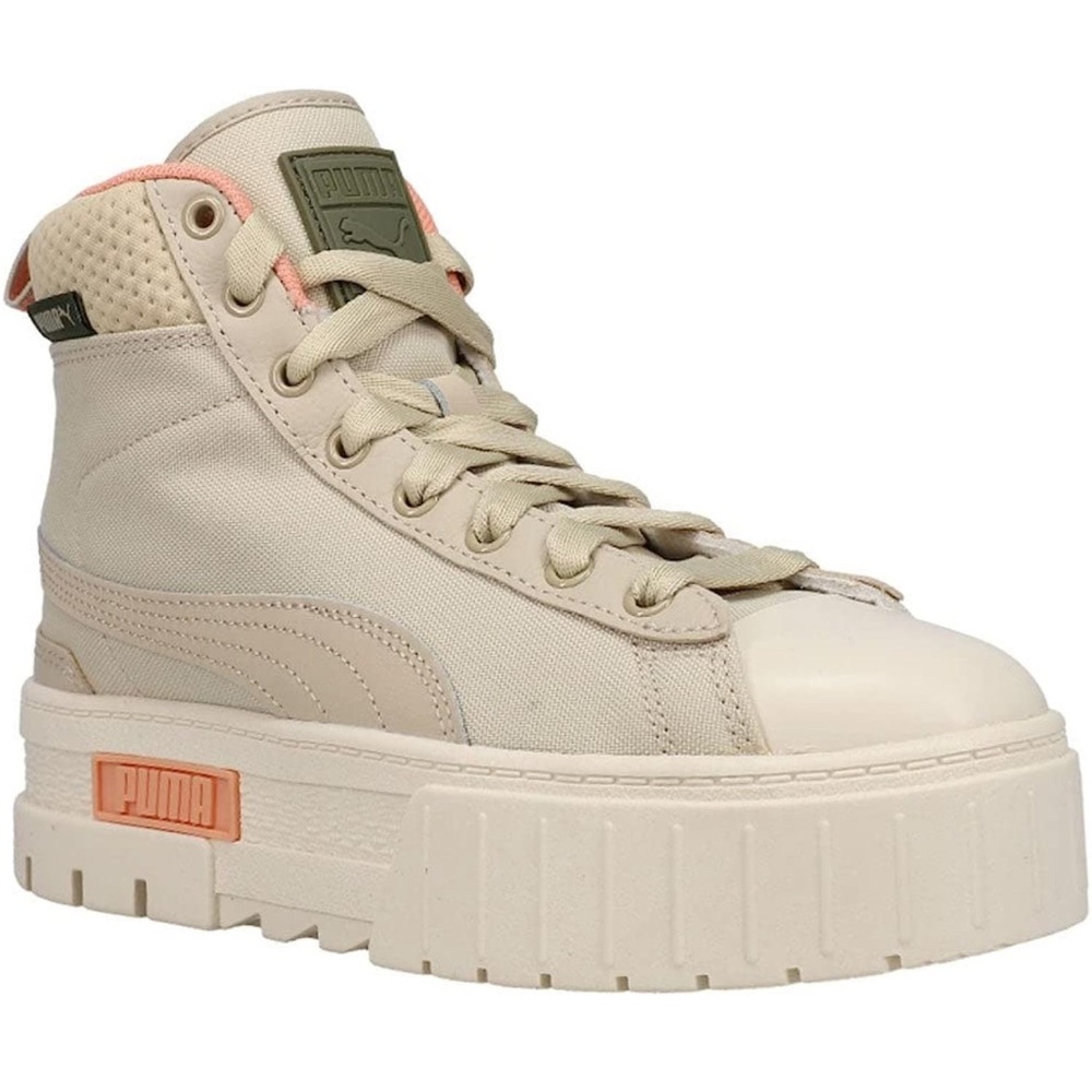 Puma: Platform Mayze Mid Sneakers - Putty, 8.5